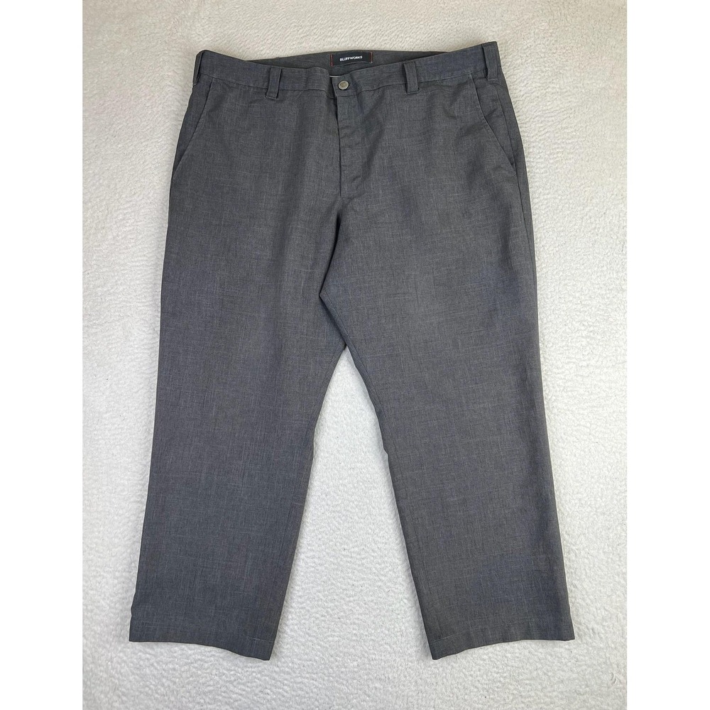 Bluffworks Pants Mens 40x30 Gray Relaxed Fit Microfiber Chino Travel Casual